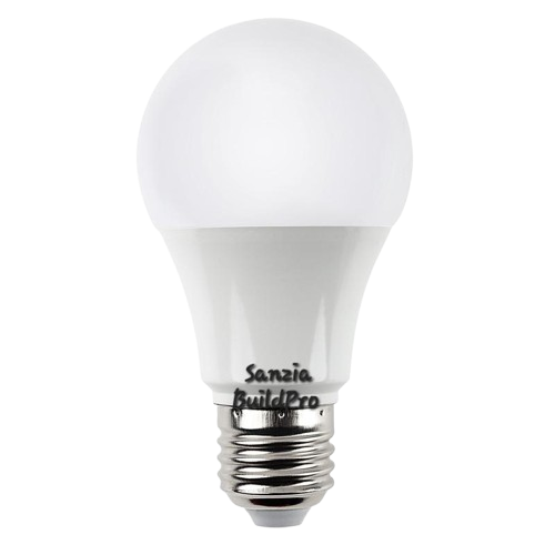 White light bulb with 'Sanzia BuildPro' branding on a white background