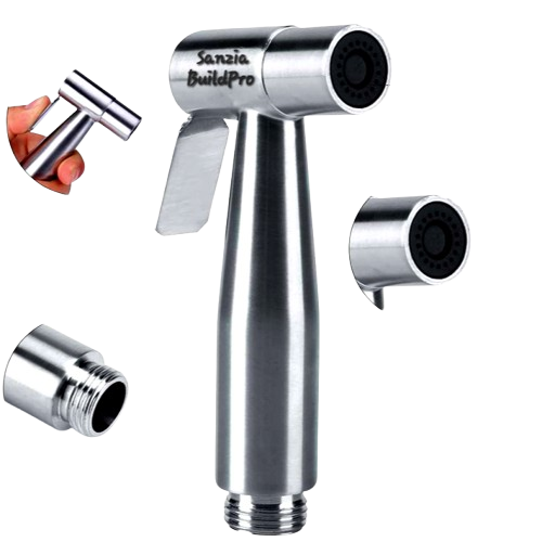 Stainless Steel Matt Silver Muslim Shower & Set | High Water Pressure | Easy Installation | Bathroom and Toilets