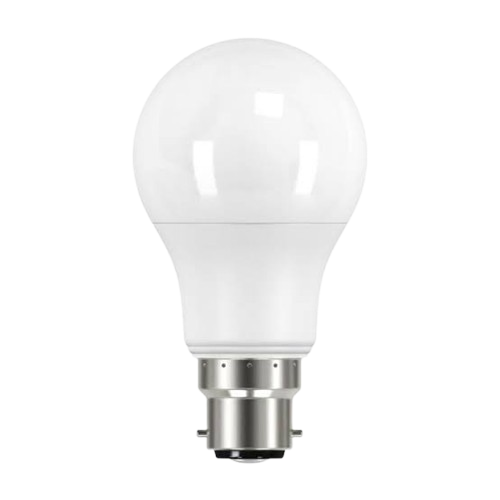 LED light bulb with B22 base on a white background