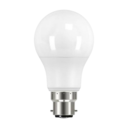 LED light bulb with B22 base on a white background