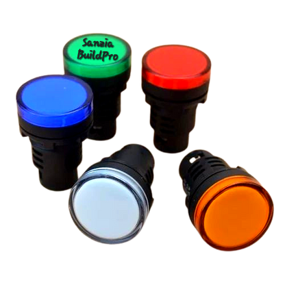 Set of colored buttons with 'Sanzia BuildPro' branding on a white background