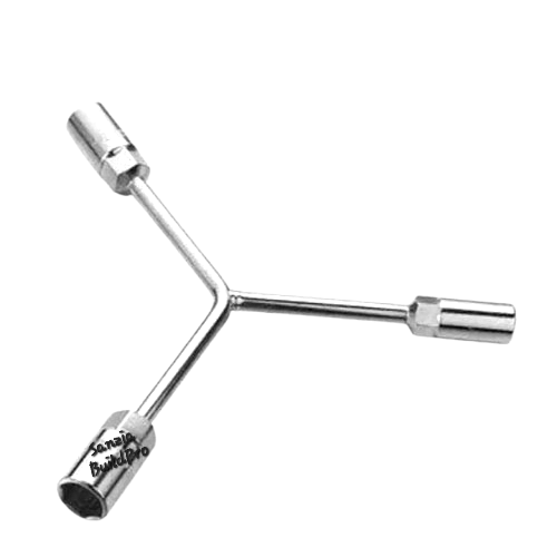 Chrome Y-shaped tool with 'Sanzia' branding on a white background
