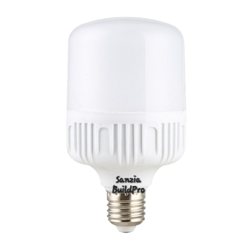 White LED light bulb with 'Sanzia BuildPro' branding on a white background