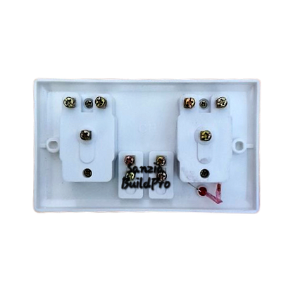 Electrical outlet with screws and 'Annie BuildPro' branding on a white background