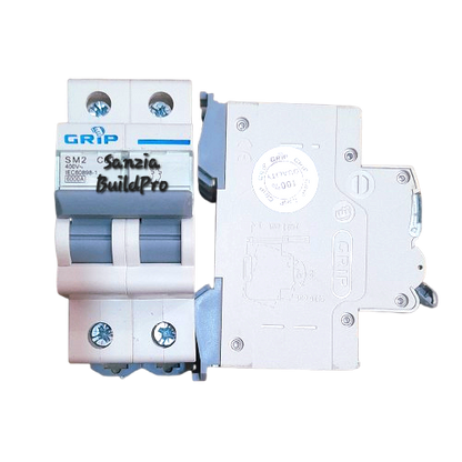 Electrical components with 'Grip' and 'Sanzia BuildPro' branding on a white background