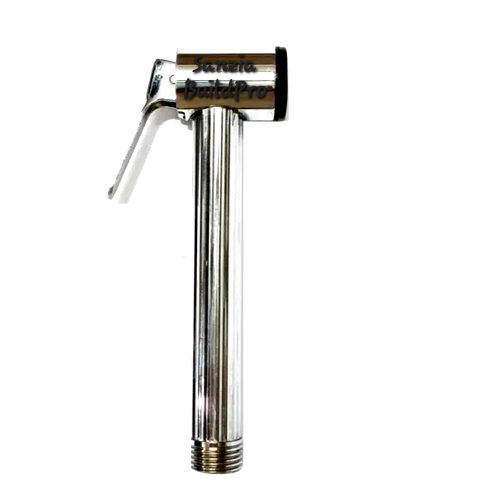 Chrome kitchen faucet on a white background