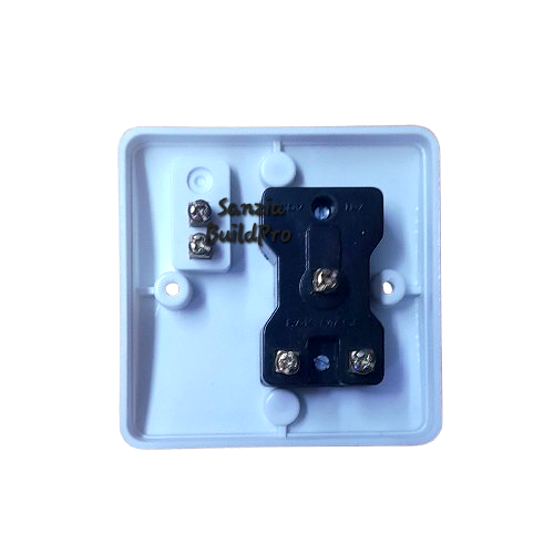 Electrical outlet with black plug on a white background