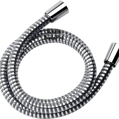 Metallic hose with cylindrical ends on a white background