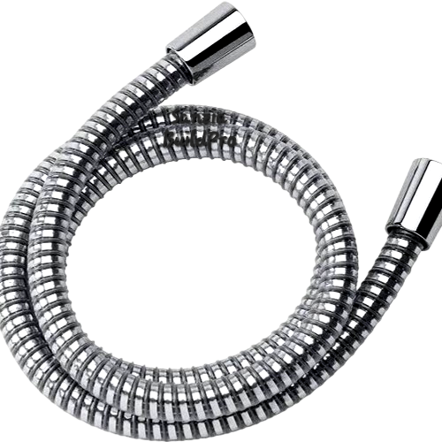 Metallic hose with cylindrical ends on a white background