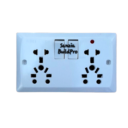 Wall socket with 'Sanzia BuildPro' branding on a white background