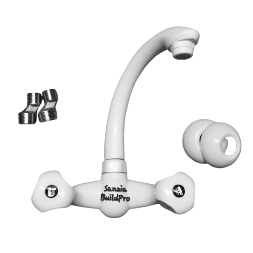 Sink Mixer Double Tap Poly ABS Pure Plastic Body Kitchen | Brass Spindle | Premium Durable Quality