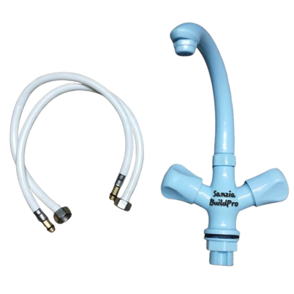 Basin Mixer Double Tap Poly ABS Pure Plastic Body | Brass Spindle | Premium Durable Quality