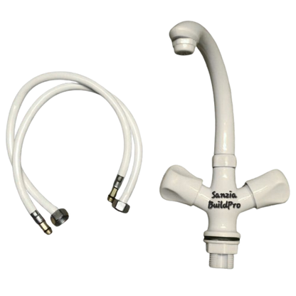 Basin Mixer Double Tap Poly ABS Pure Plastic Body | Brass Spindle | Premium Durable Quality