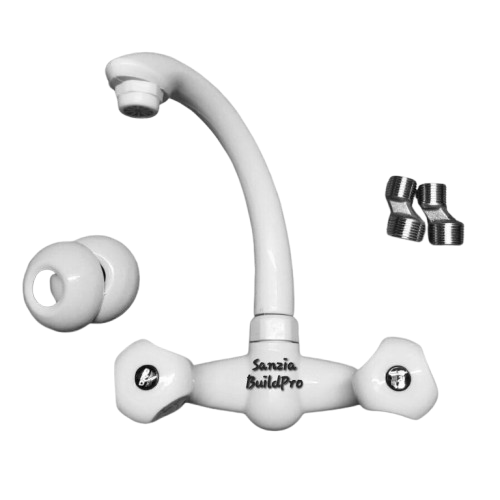 Sink Mixer Double Tap Poly ABS Pure Plastic Body Kitchen | Brass Spindle | Premium Durable Quality