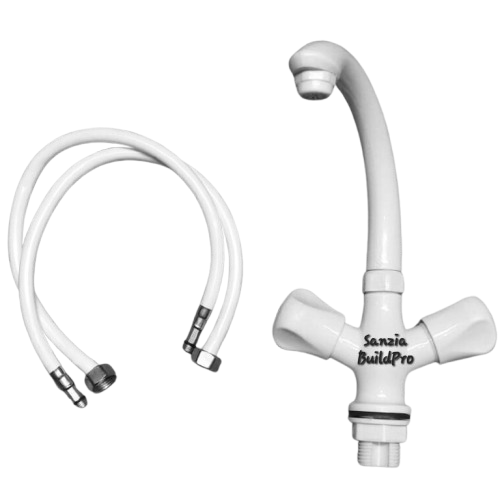 Basin Mixer Double Tap Poly ABS Pure Plastic Body | Brass Spindle | Premium Durable Quality